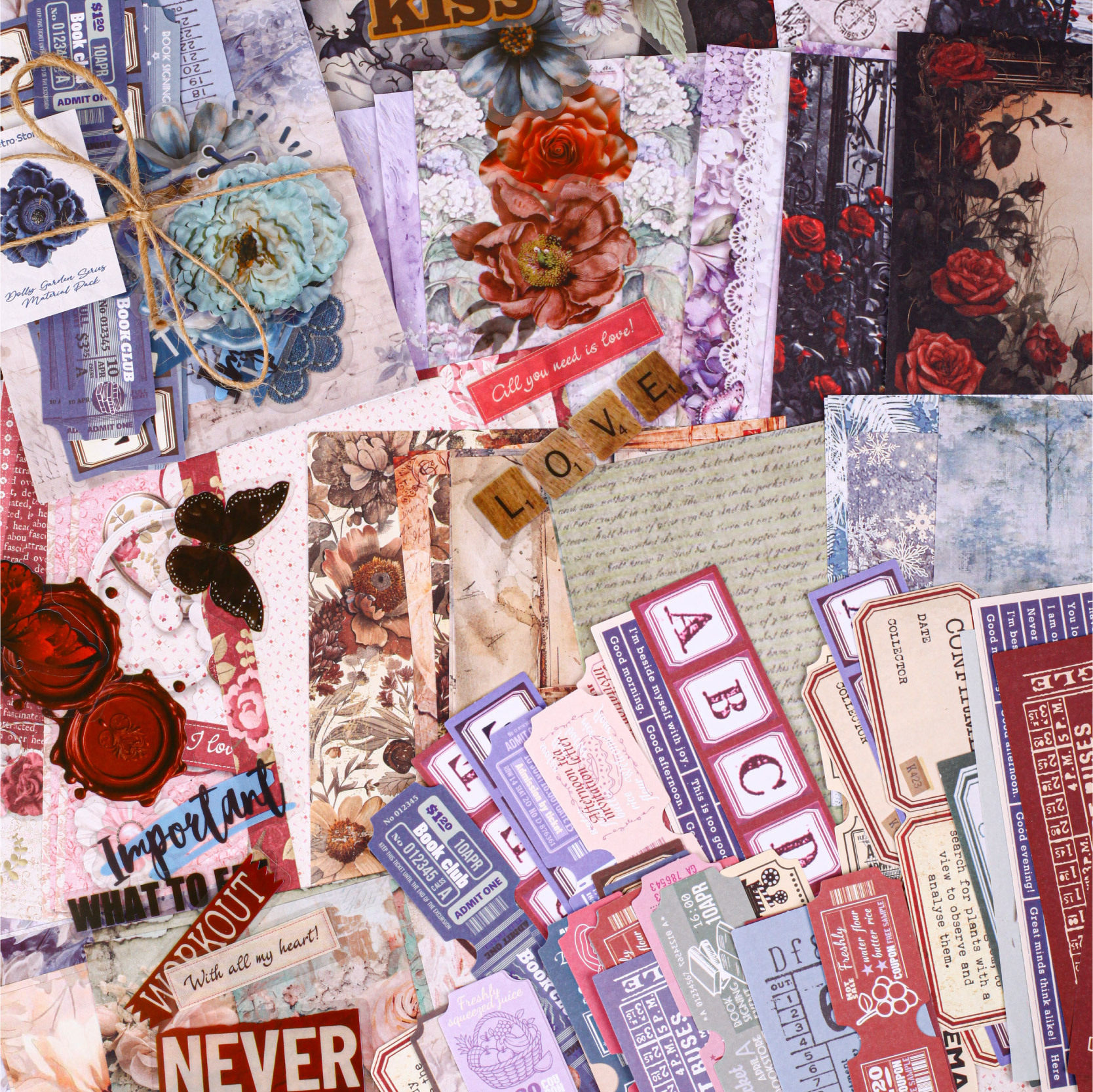 多利花园系列素材包50张入 复古数字标签贴纸手帐便签diy装饰纸,文具电教/文化用品/商务用品,手帐/日程本/计划本,淘宝优惠券,粉丝福利购,淘宝优惠卷