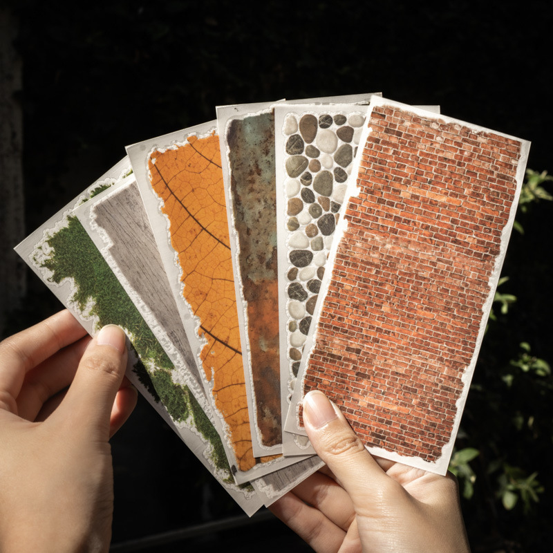 自然痕迹系列转印贴纸 复古树叶图案素材手帐diy场景造景拼贴画