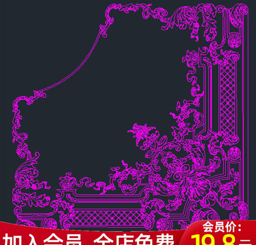 z欧式美式法式巴洛克电视背景墙护墙板天花吊顶石膏雕花cad施工图