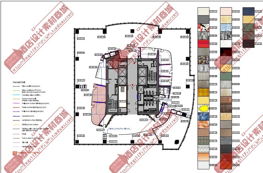 SOHO上海3Q东海广场47层国际甲级写字楼施工图材质表办公室消防图