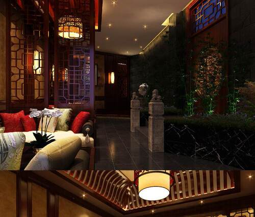 中式茶楼茶馆茶舍会所3D图CAD施工图民宿度假村农家乐可参考