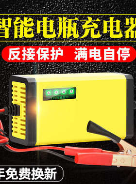 踏板摩托车电瓶充电器12V伏2Aa全智能修复纯铜铅酸蓄电池充电机