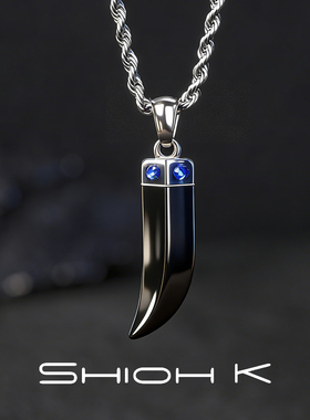 简约男士黑色不锈钢刀锋狼牙项链