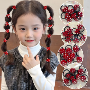红色波点拇指发圈儿童扎小揪揪头绳皮筋宝宝女童头饰高弹力不伤发