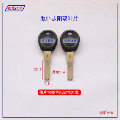 适用胶51步阳双叶片钥匙胚 双面铣槽 超C级钥匙坯子 顺发锁具