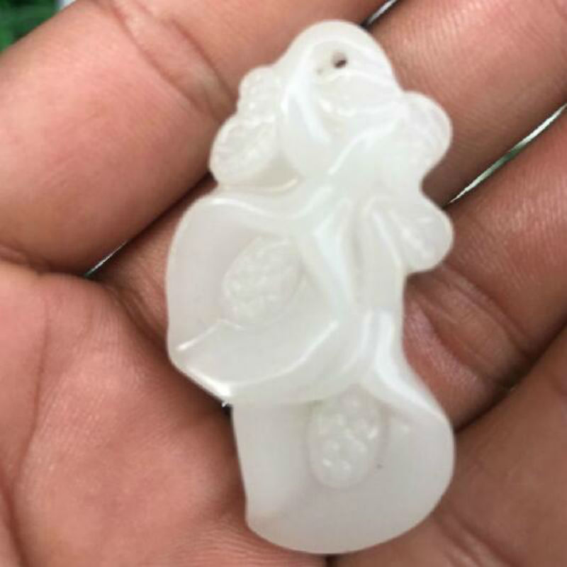 天然疆和田白玉花开富贵挂 白玉雪莲花玉兰花吊坠男女款玉坠