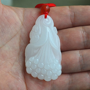 天然新疆和田白玉兰花挂件 阿富汗白玉吊坠玉兰花盛开玉兰花包邮