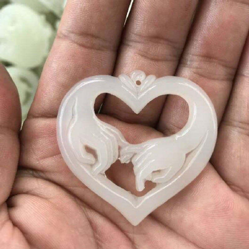 天然和田玉镂空佛手佛祖心中留玉佩玉牌子 古典汉服配饰 挂件