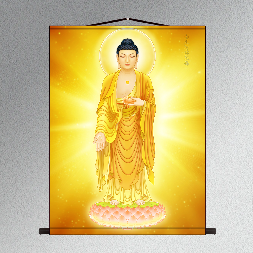 南无阿弥陀佛丝绸卷轴挂画2024新款高清墙画家用画像成品装饰画,家居饰品,国画,淘宝优惠券,粉丝福利购,淘宝优惠卷