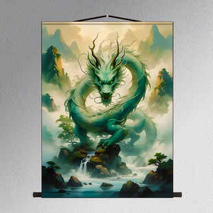 三尺三挂画飞天青龙真身招财镇宅风水客厅玄关中国龙图装饰画壁画