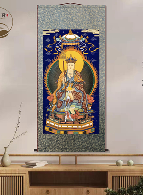 地藏王画像挂画茶室新中式禅意家居佛堂装饰画卷轴挂图字画挂轴