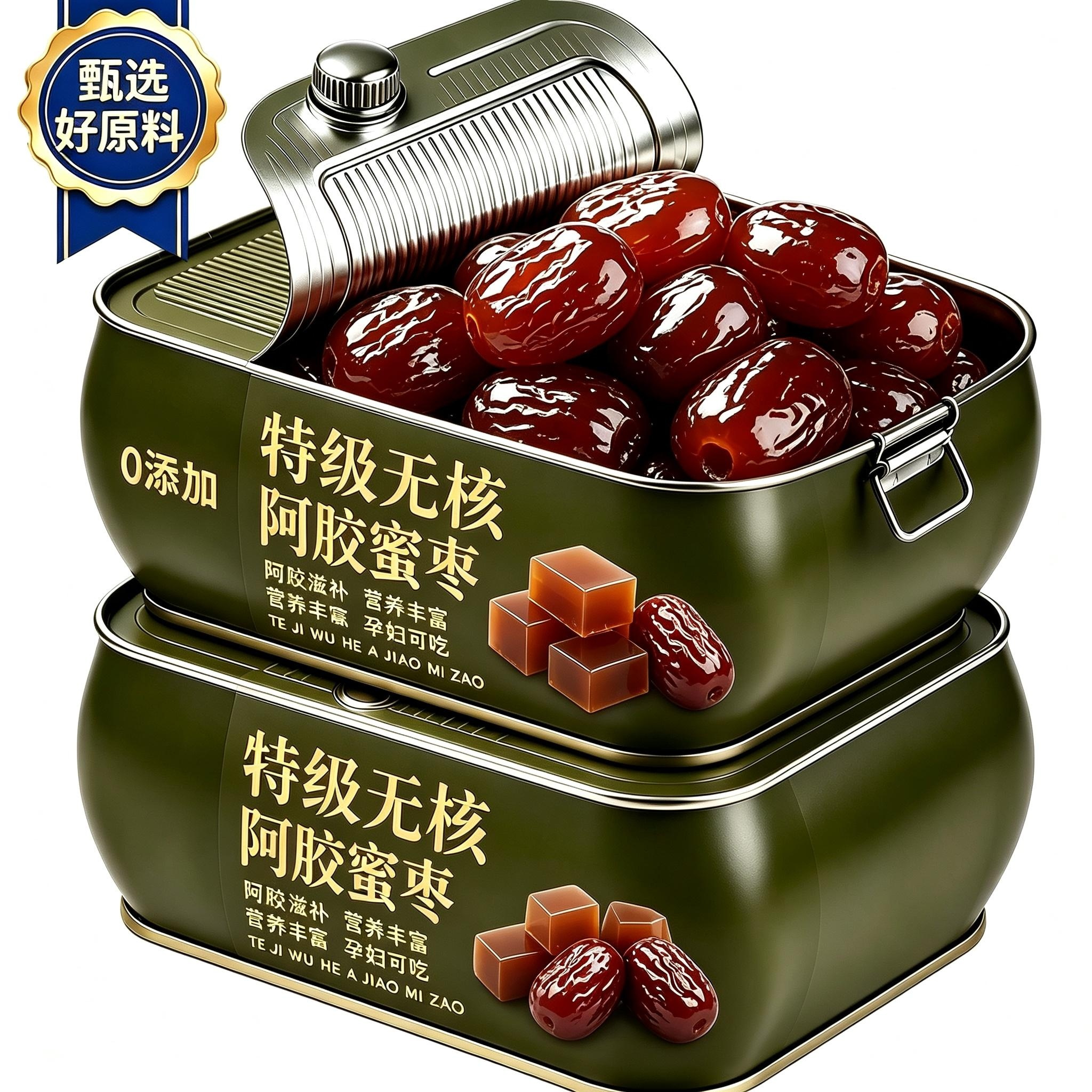 天猫甄选！蜜枣特级金丝阿胶蜜枣无核官方旗舰店正宗蜜枣独立包装