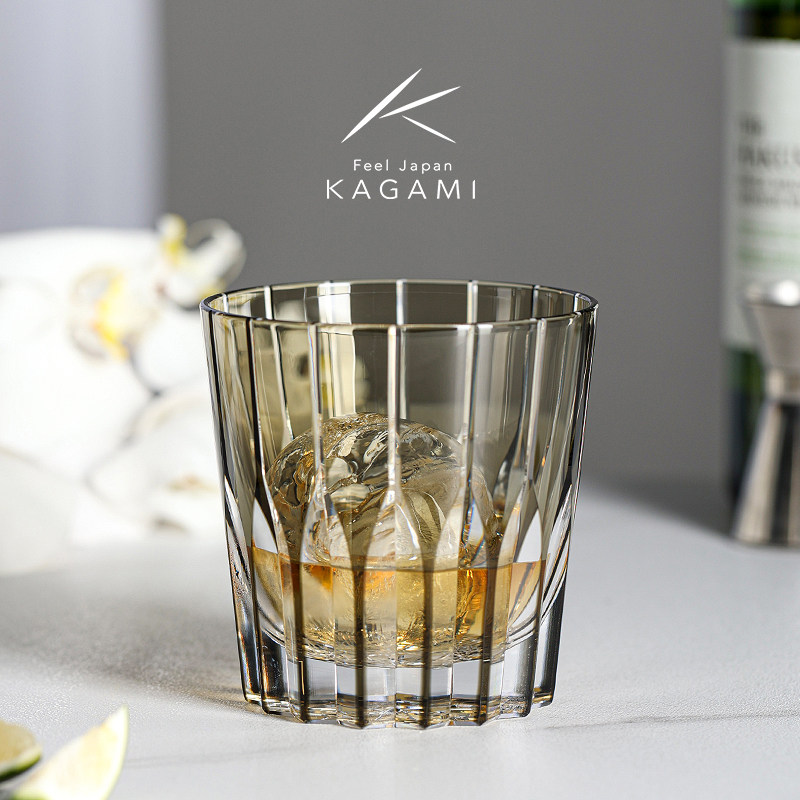 【礼物】KAGAMI手工切子威士忌酒杯星芒杯洋酒杯青墨色万华镜