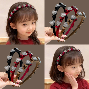 新年红色头箍女植绒爱心编发发箍刘海碎发整理神器洗脸压发卡头饰