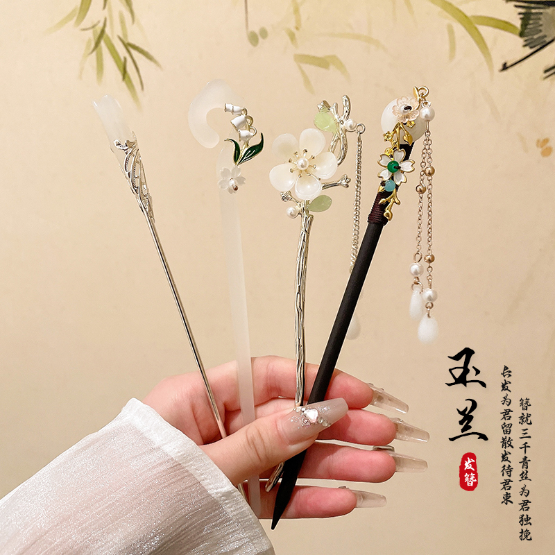 新中式黑檀木发簪女汉服旗袍配饰