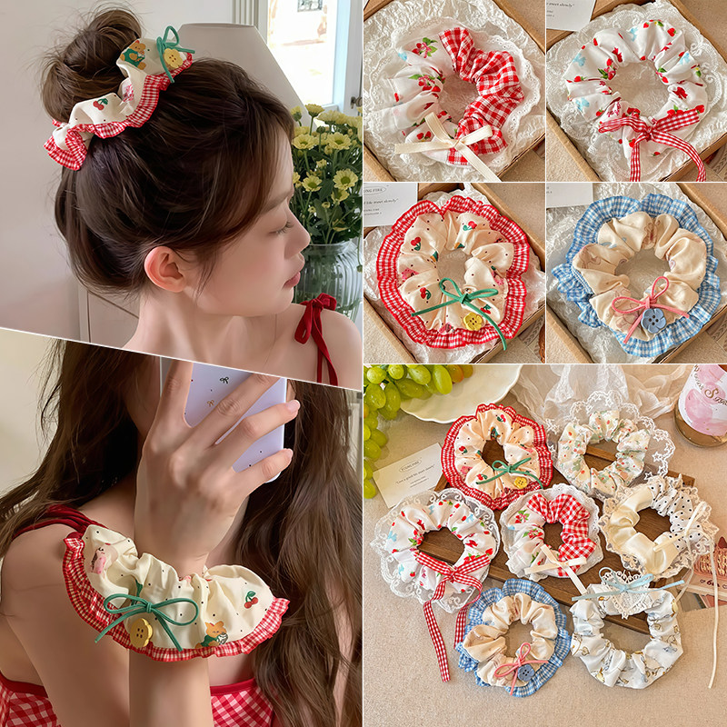 田园风大肠发圈女甜美百搭丸子头发绳高弹力头绳扎头发橡皮筋头饰,饰品/流行首饰/时尚饰品新,发饰,淘宝优惠券,粉丝福利购,淘宝优惠卷