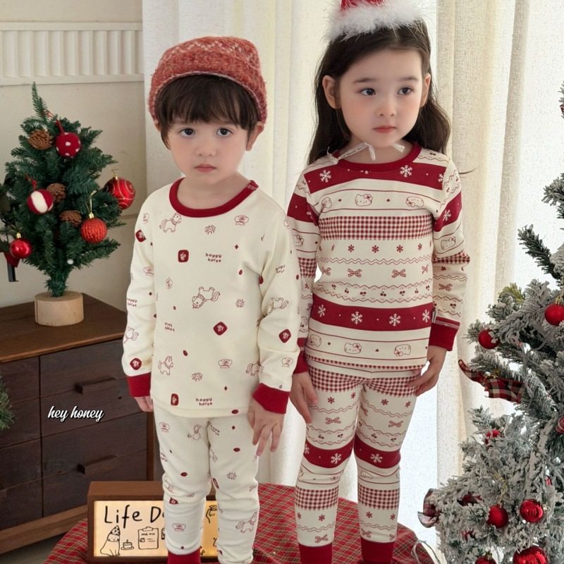 【新年款】本命年家居服儿童保暖内衣套装男女童棉红色秋衣秋裤
