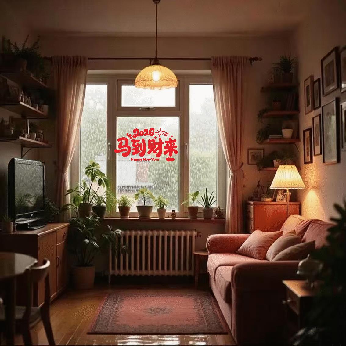 新年2026马年大吉玻璃墙装饰贴纸