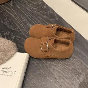 暖2025年秋冬季鞋新款内高增纹加绒毛毛单鞋勃肯女鞋豹加绒保棉鞋