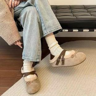 黑色复古保法式厚毛毛鞋女外珍穿2025新秋冬暖加款绒玛丽棉鞋底子