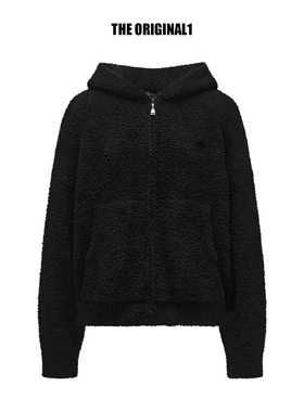 THE ORIGINAL1新品王嘉尔同款字母logo简约休闲舒绒针织连帽开衫