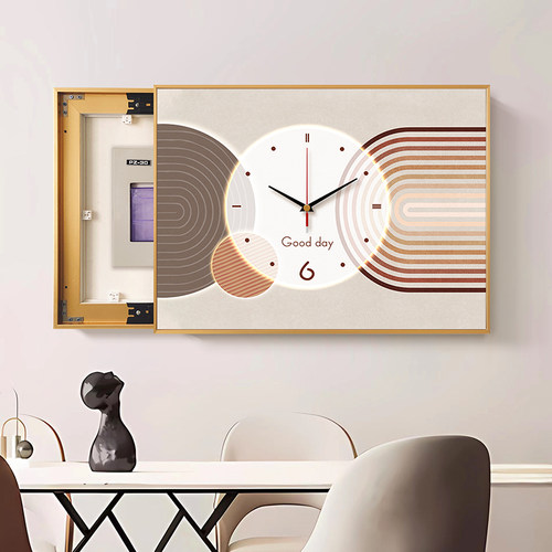 轻奢电表箱装饰画时钟抽象