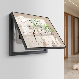 电表箱装饰画时钟免打孔轻奢高级感配电箱遮挡盖板饭厅挂画带钟表