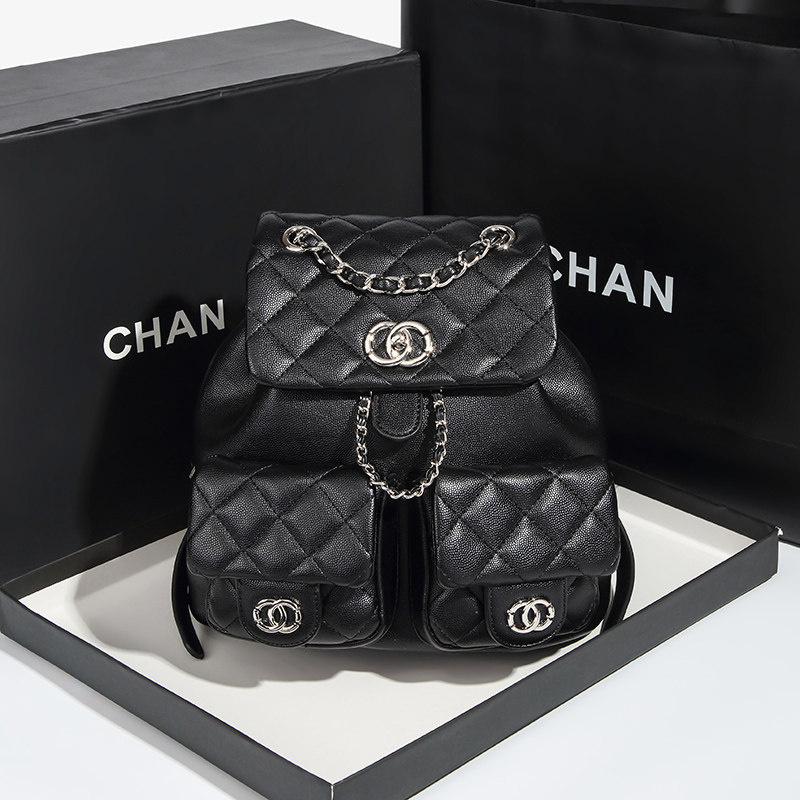 CITEX LV官方旗舰店香港正品2025新款真皮小香风菱格链条双肩包百