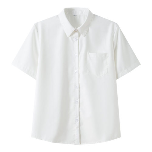 现货JK衬衫制服方尖领短袖上衣女装学院风 班校服女衬衫白色工作