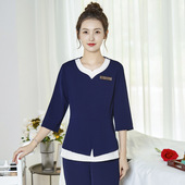 弹力养生会所技师足疗足浴秋季 新款 美容院工作服女高端美容师套装