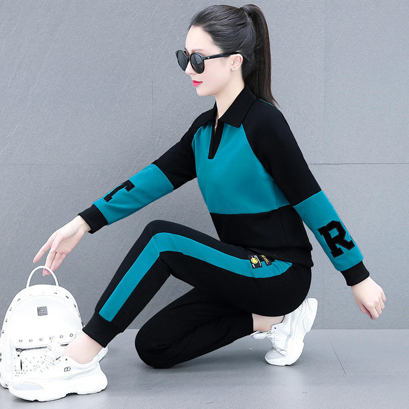 士休闲运动套装春秋新款韩版时尚卫衣外套跑步运动服两件套潮女