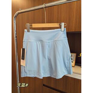 防走光高腰高弹pleatedlulu网球裙女lined运动夏季 百褶裙短裙