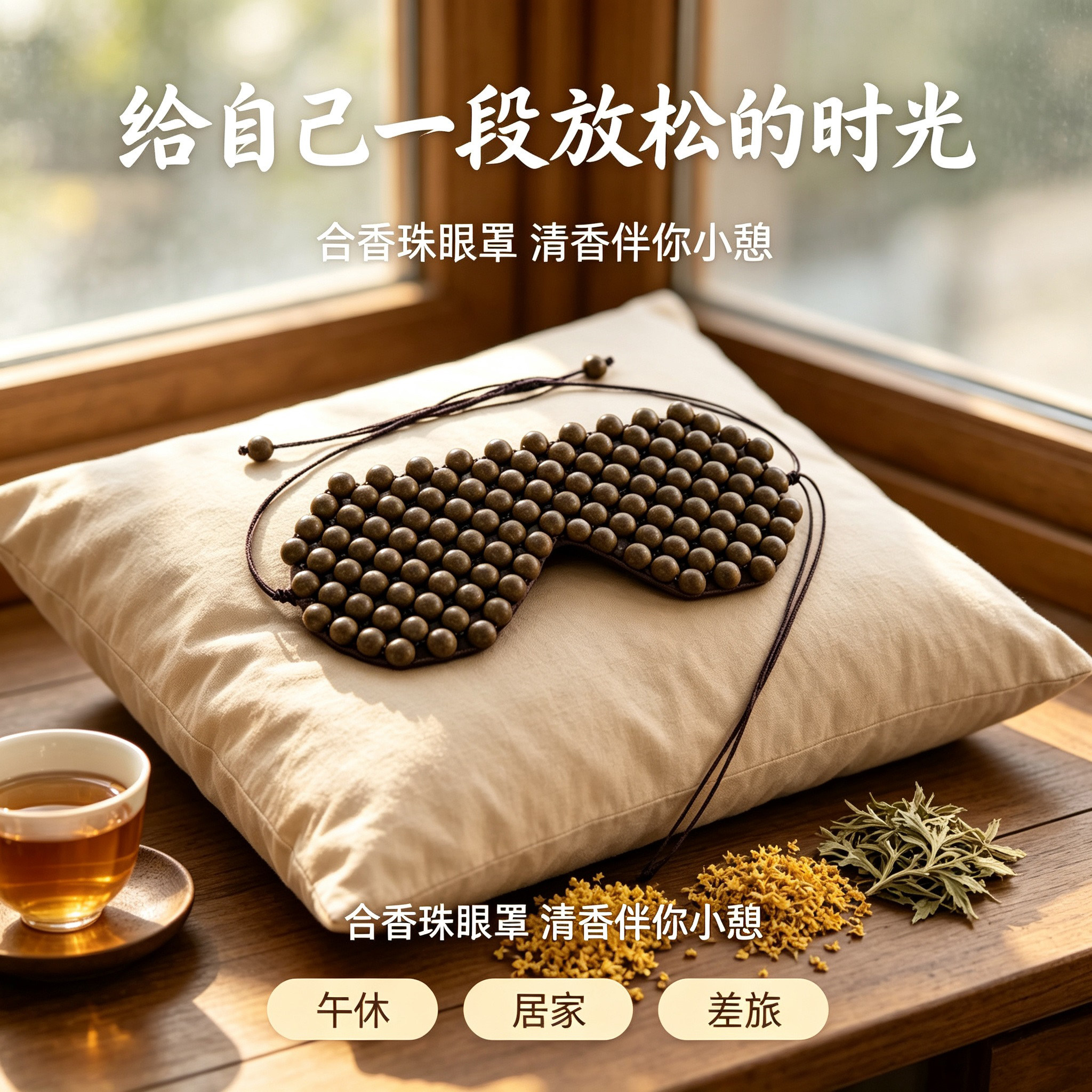 中药合香珠眼罩遮光睡眠专用男女士睡觉护眼午休按摩药香保健眼罩