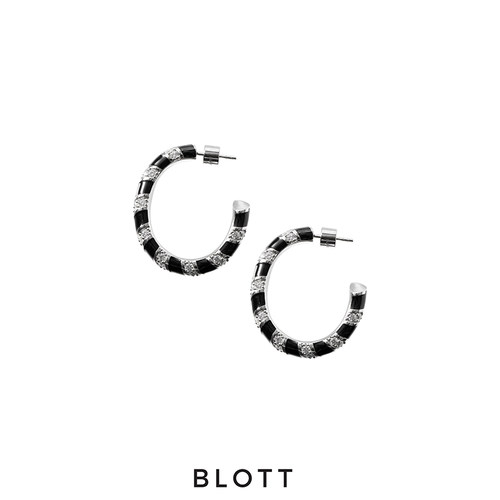 【李晟同款】BLOTT黑珐琅满钻半圈耳环