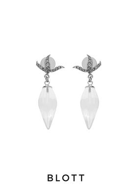BLOTT 植物系列 锆石柳叶水晶吊坠耳环