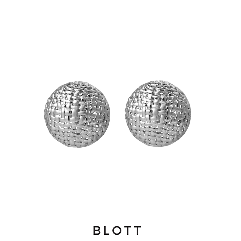BLOTT 编织半球金银耳针耳夹造型耳饰