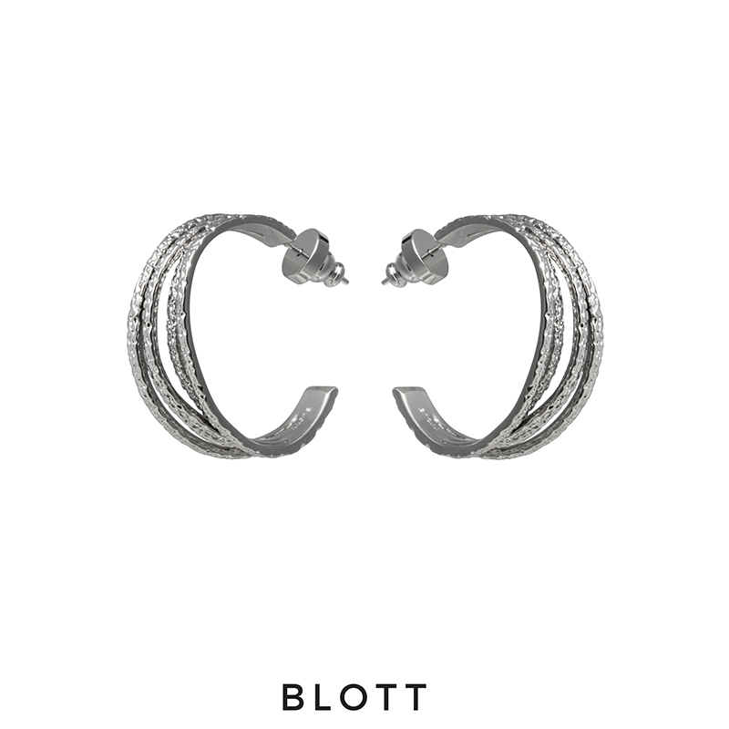 BLOTT 拉丝交错金银c型耳环