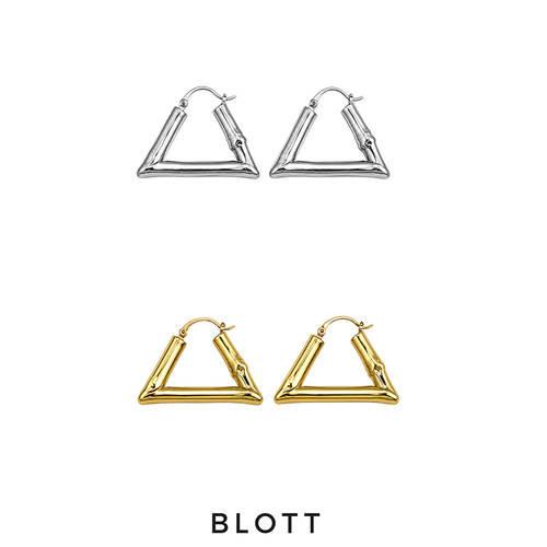 BLOTT key系列 金银竹节三角耳环