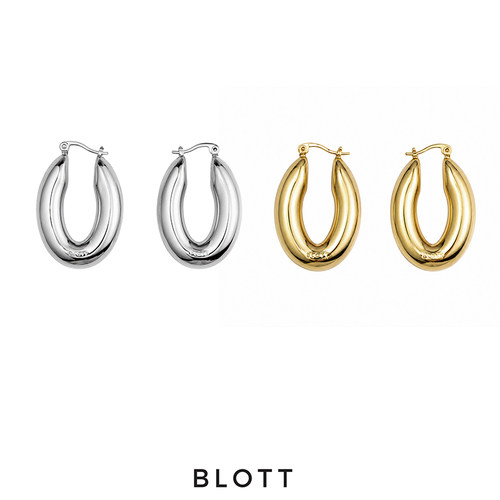 BLOTT key系列 金银椭圆空心耳环