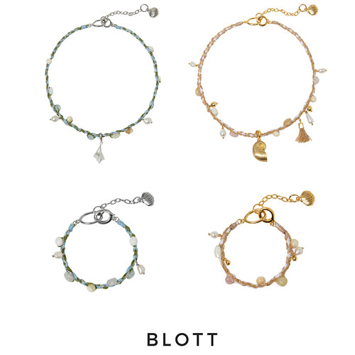 【江疏影同款】BLOTT度假系列 粉绿两色编绳多宝海螺吊坠项链手链