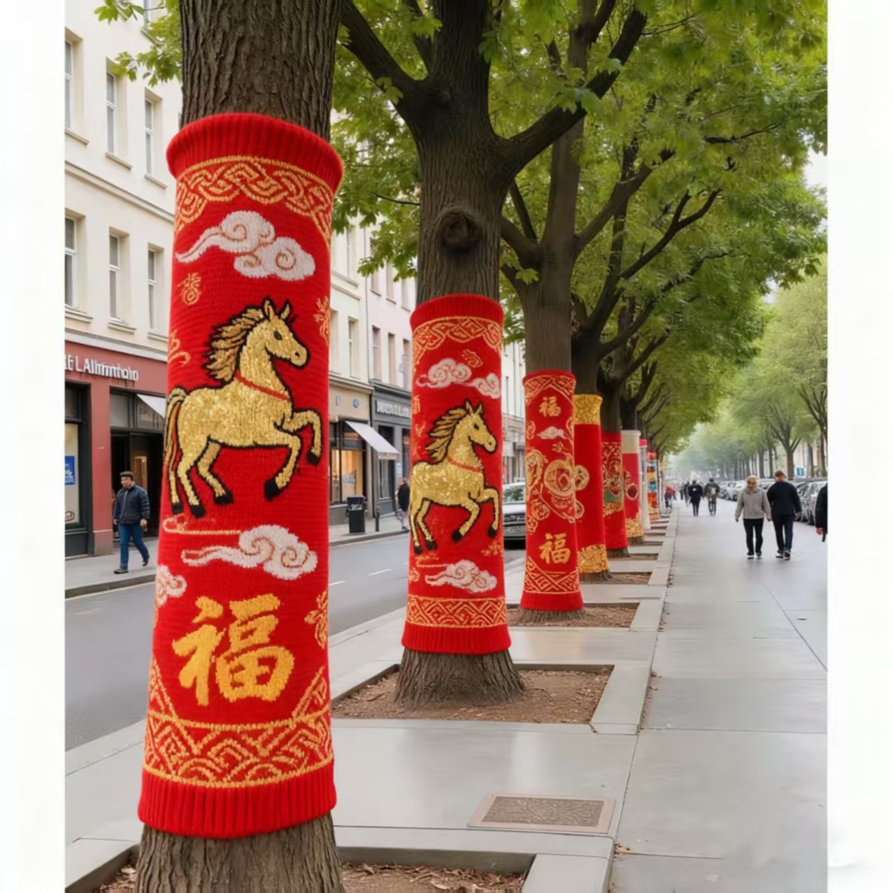 新年创意树木毛衣马年毛线装饰