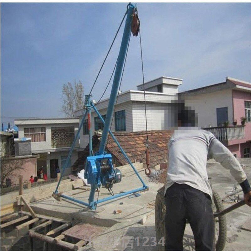 建筑扒杆吊三角吊高速吊运机三脚吊爬杆吊家用盖房子小型提升机