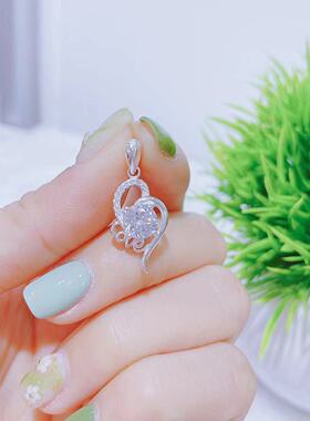 新款足银999六芒星心形单吊坠女