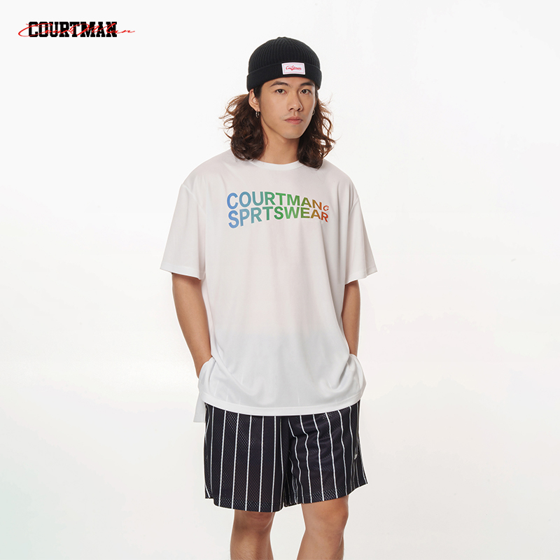 COURTMAN野球帝美式投篮服运动休闲T恤男女同款篮球短袖渐变logo