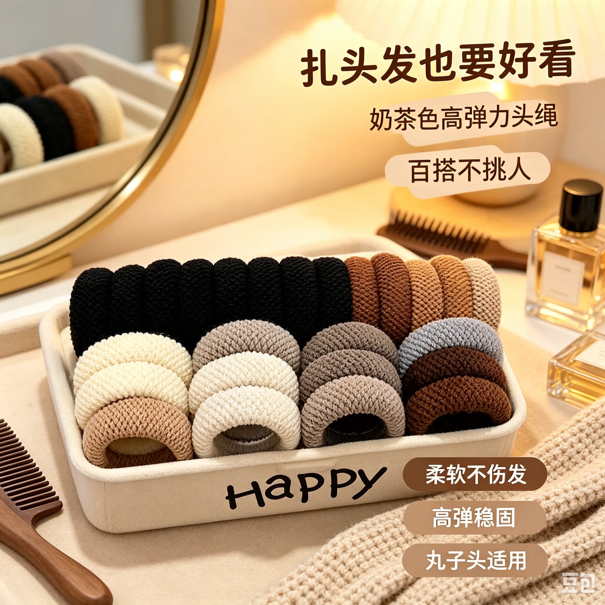 新款秋冬加粗发饰发圈加宽扎头发橡皮筋头绳高马尾高弹力耐用发绳