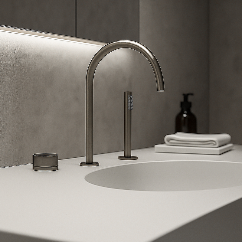 厨房面盆极简水龙头拉丝镍枪灰色