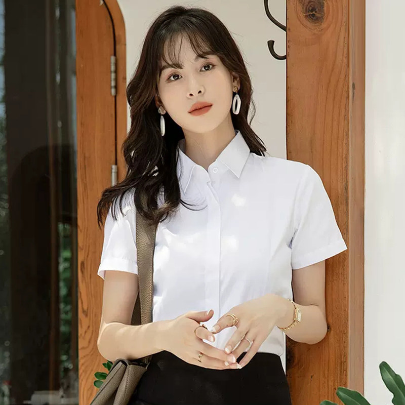 女白色短袖衬衫内搭衬衣工装工作服上装春夏方领职业正装修身衬衣,女装/女士精品,衬衫,淘宝优惠券,粉丝福利购,淘宝优惠卷