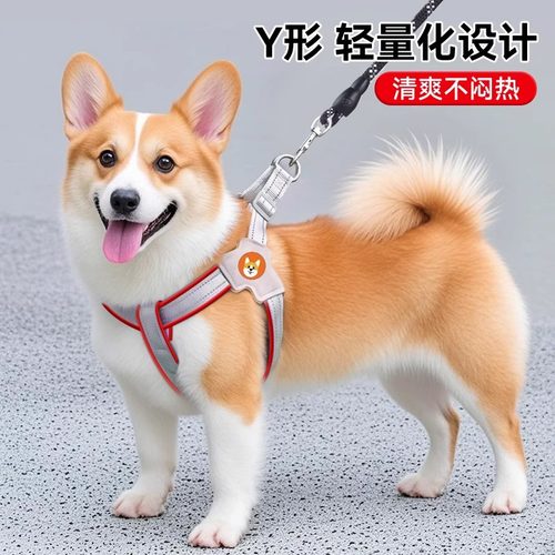 狗狗牵引绳背心式宠物胸背带遛狗绳中小型柴犬柯基比熊泰迪狗链子