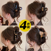 咖色抓夹女大号后脑勺发夹2025新款 发量大盘发鲨鱼夹子发饰头发卡