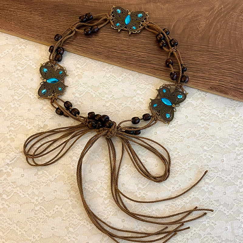 Silver Metal Waist Chain with a High-End Feel, Paired with a Skirt, Vintage Bohemian Butterfly Chain, Y2K Belt, Women's Accessories